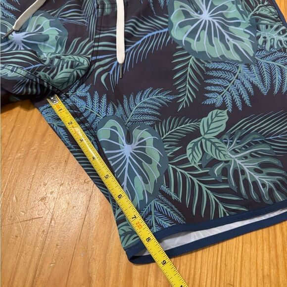 FAIR HARBOR Floral Palm Brown/Green Swim Trunks Board Shorts Men’s SIZE LRG - Picture 6 of 10